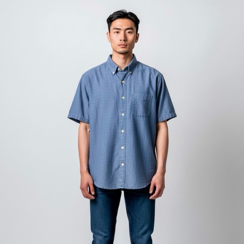 GAP Blue Casual Short Sleeve Button Down Shirt with Tailored Fit, Men's S - Picture 3 of 8